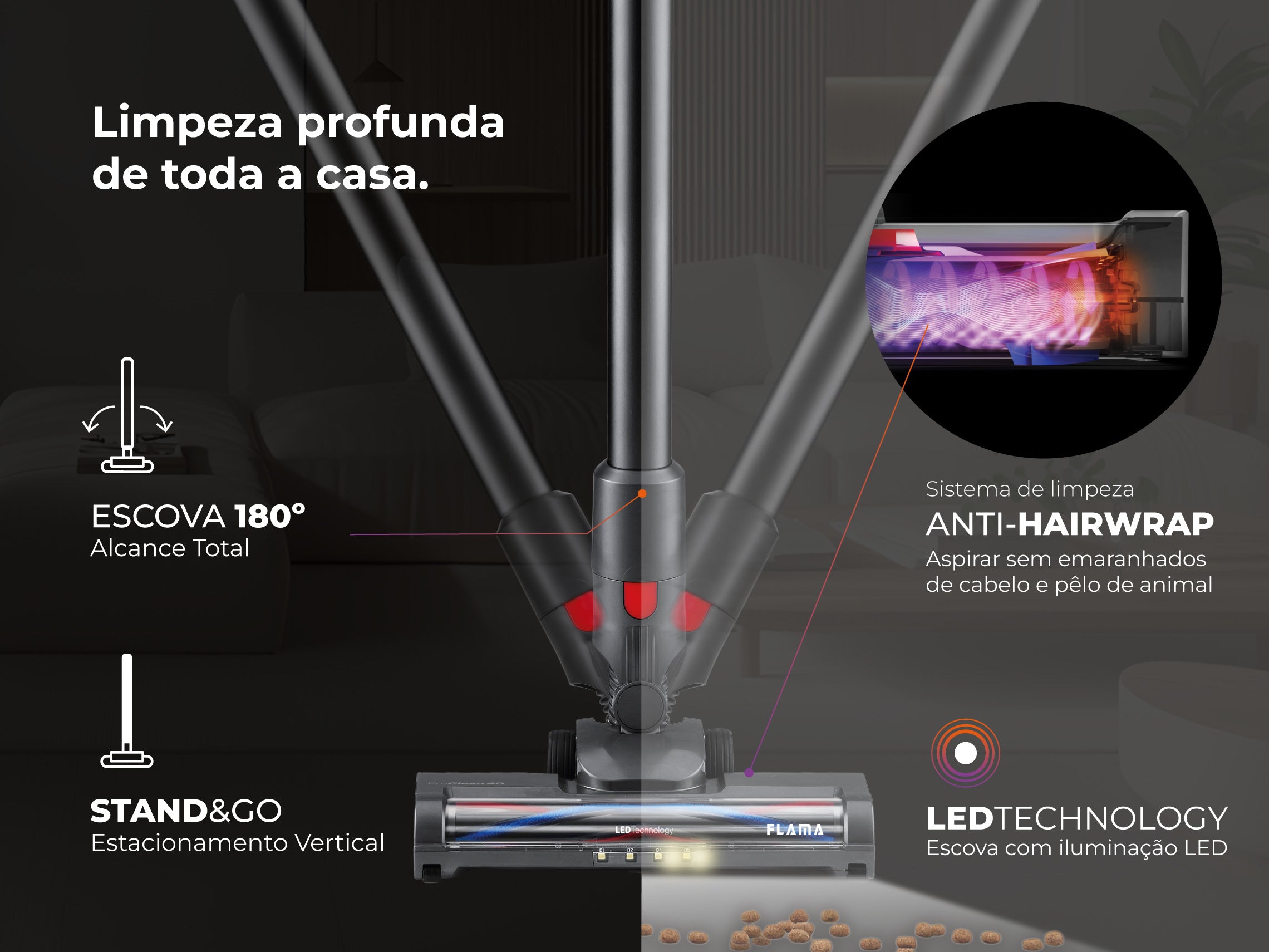 Aspirador Vertical ProClean 40 Sem Fios 1644FL