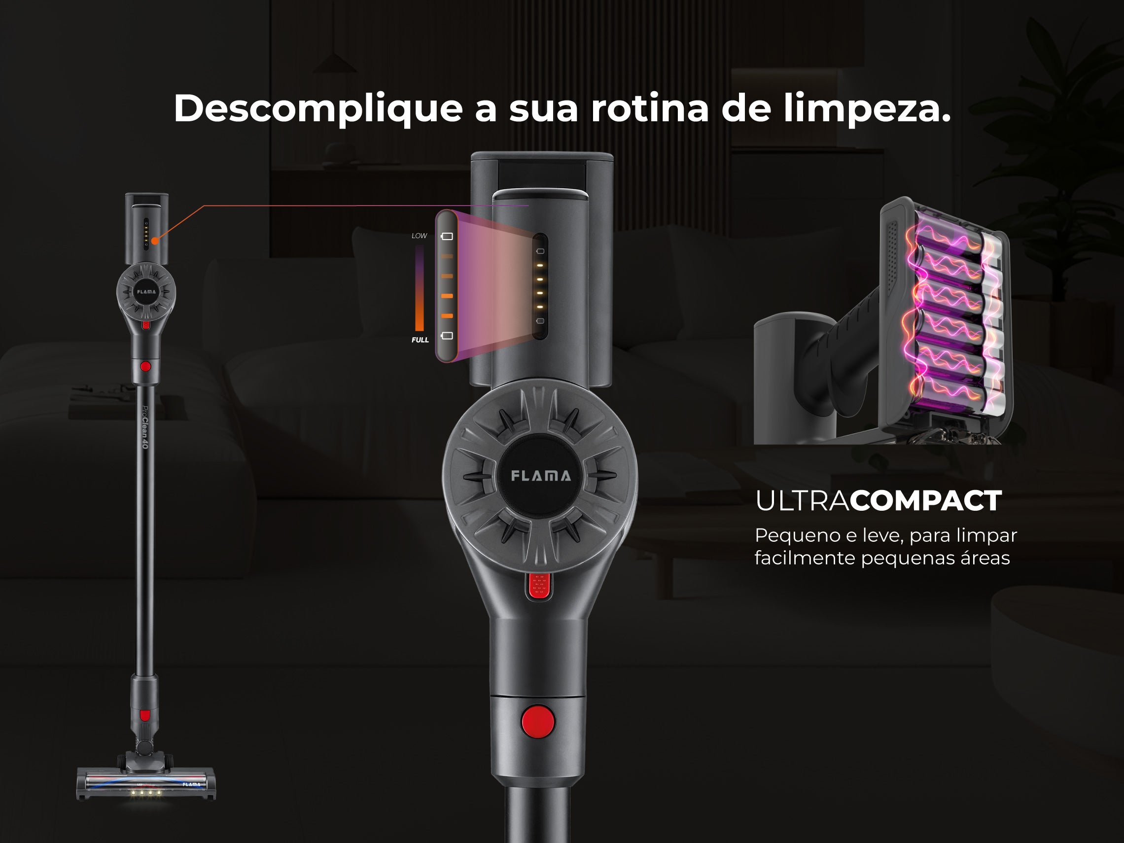 Aspirador Vertical ProClean 40 Sem Fios 1644FL
