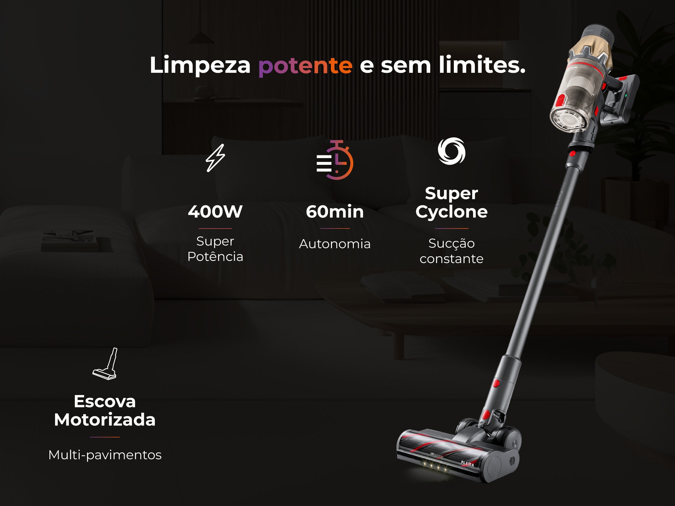Aspirador Vertical ProForce 60 Sem Fios 1645FL