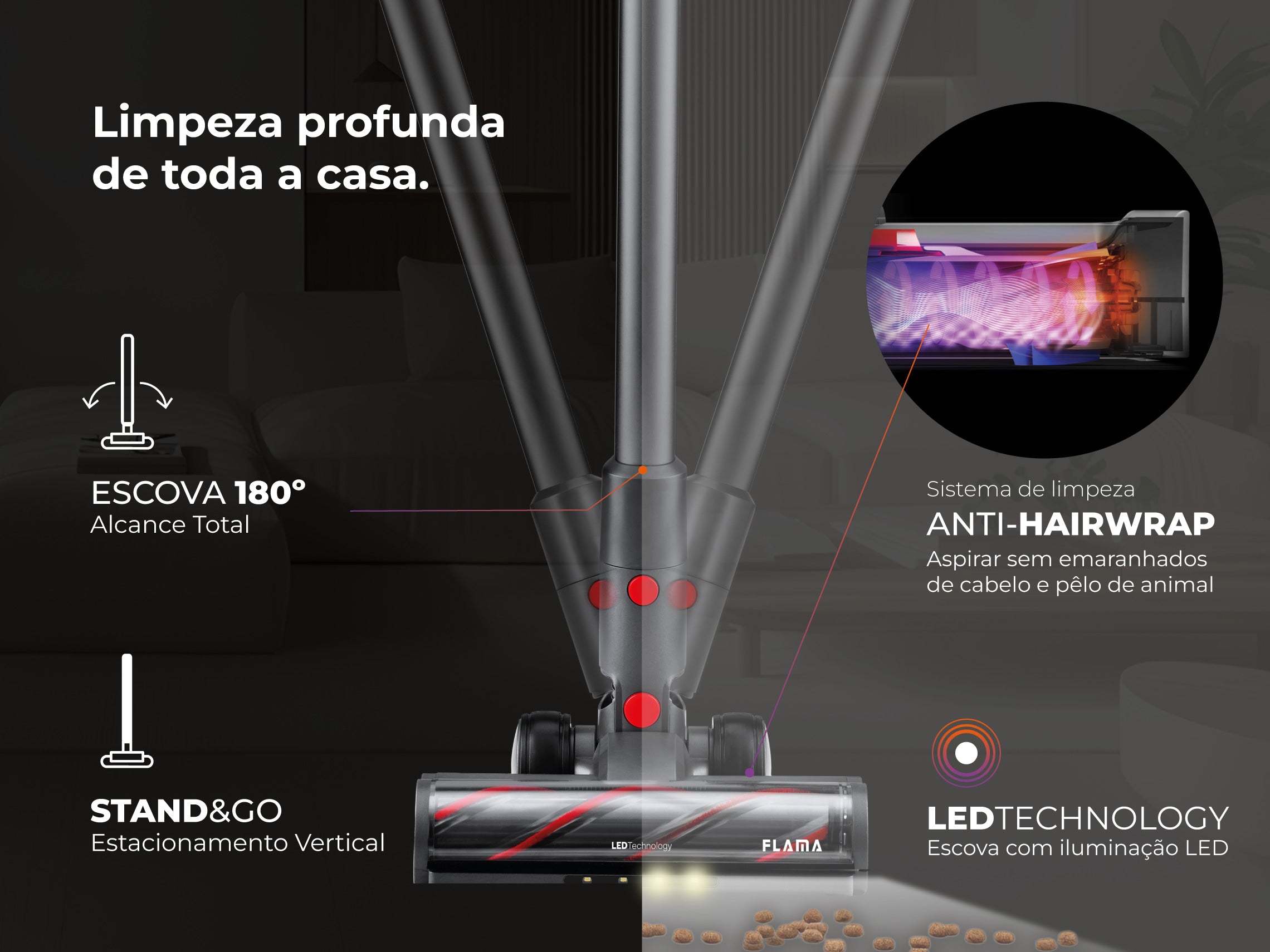 Aspirador Vertical ProForce 60 Sem Fios 1645FL