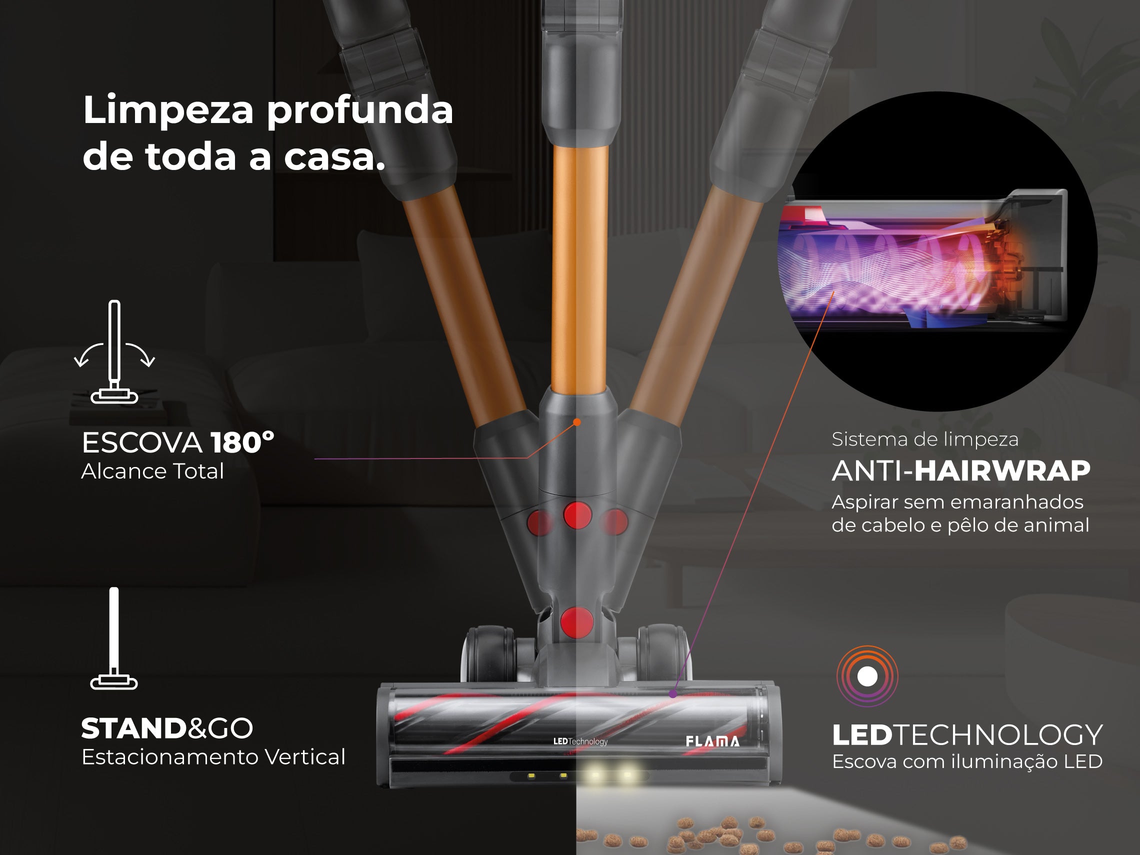 Aspirador Vertical ProForce Flex 75 Sem Fios 1647FL