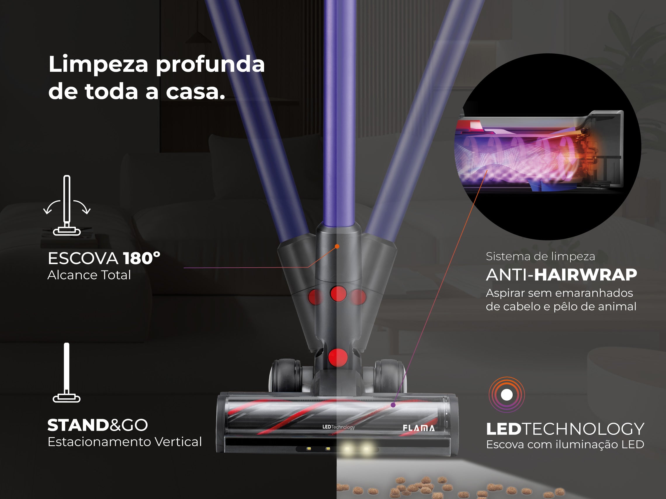Aspirador Vertical ProExtreme Pet 85 Sem Fios 1648FL
