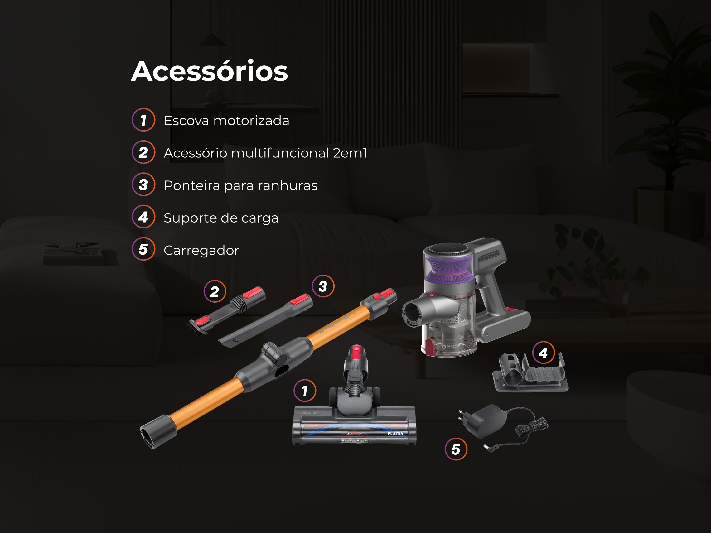 Aspirador Vertical Sem Fio ProClean Flex 50 1649FL
