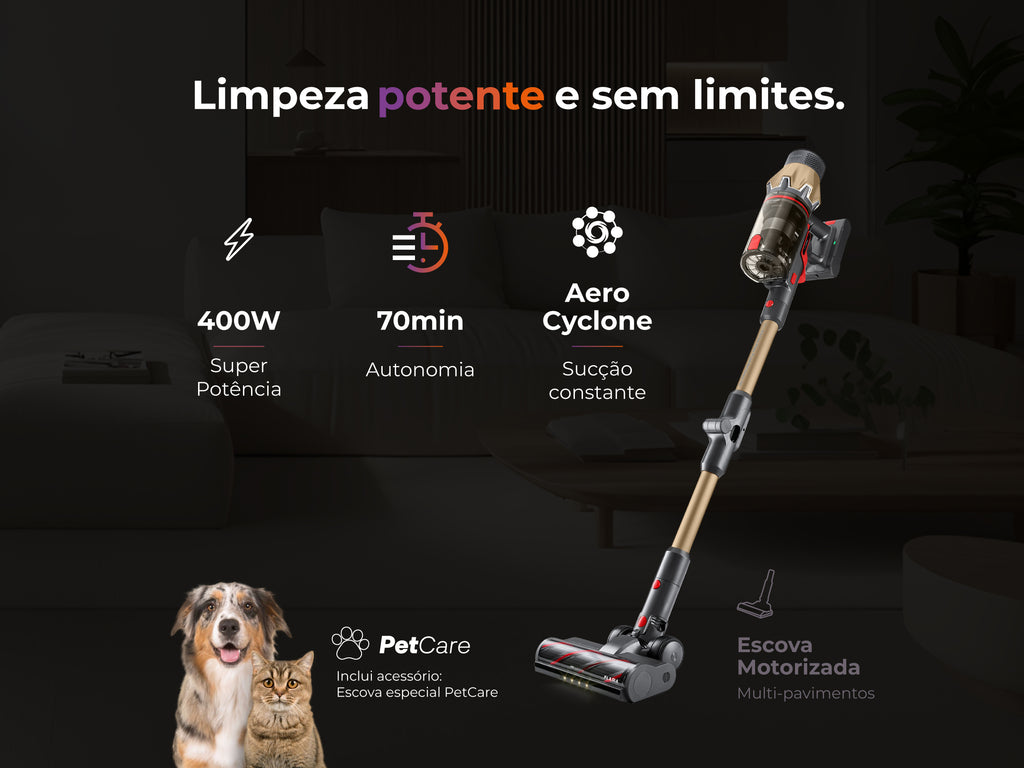 Aspirador Vertical Sem Fio ProForce Flex Push&Clean 70 1650FL