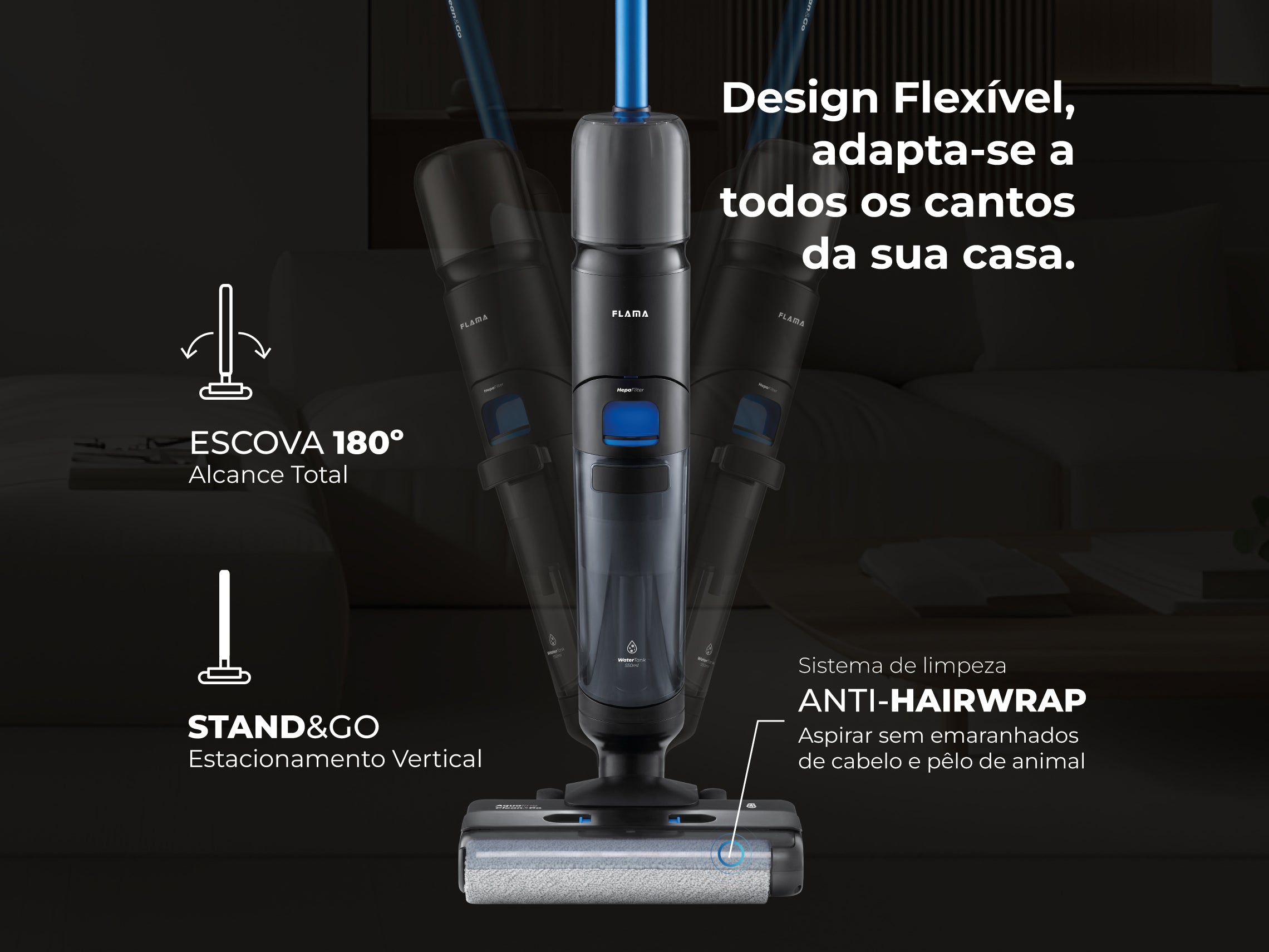 Aspirador Vertical Aqualine Clean&Go 1691FL