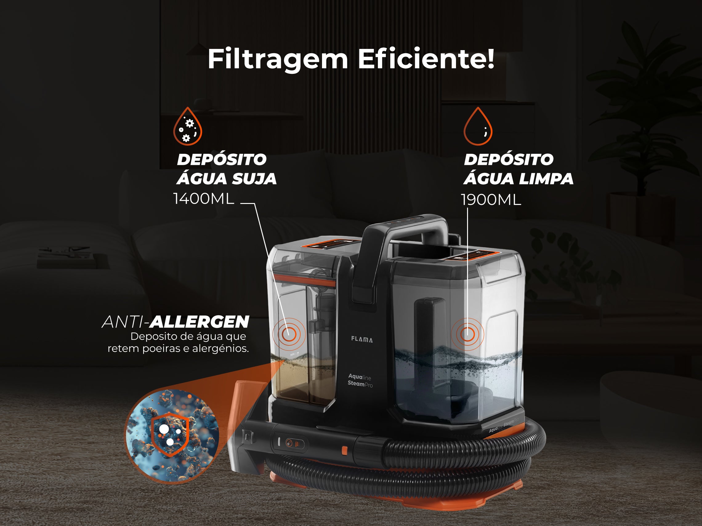 Máquina de Limpeza Aqualine SteamPro 1696FL