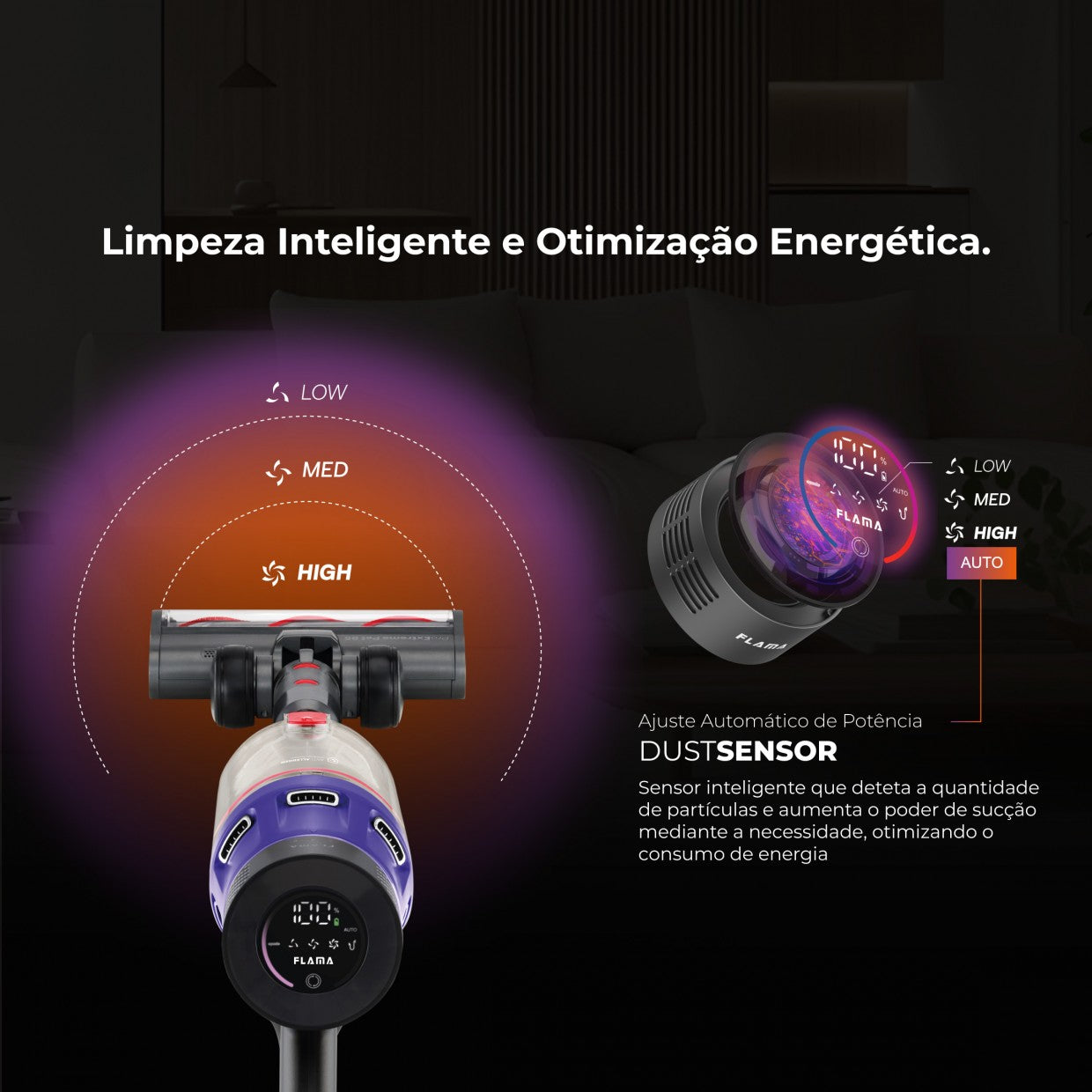 Aspirador Vertical ProExtreme Pet 85 Sem Fios 1648FL FLAMA