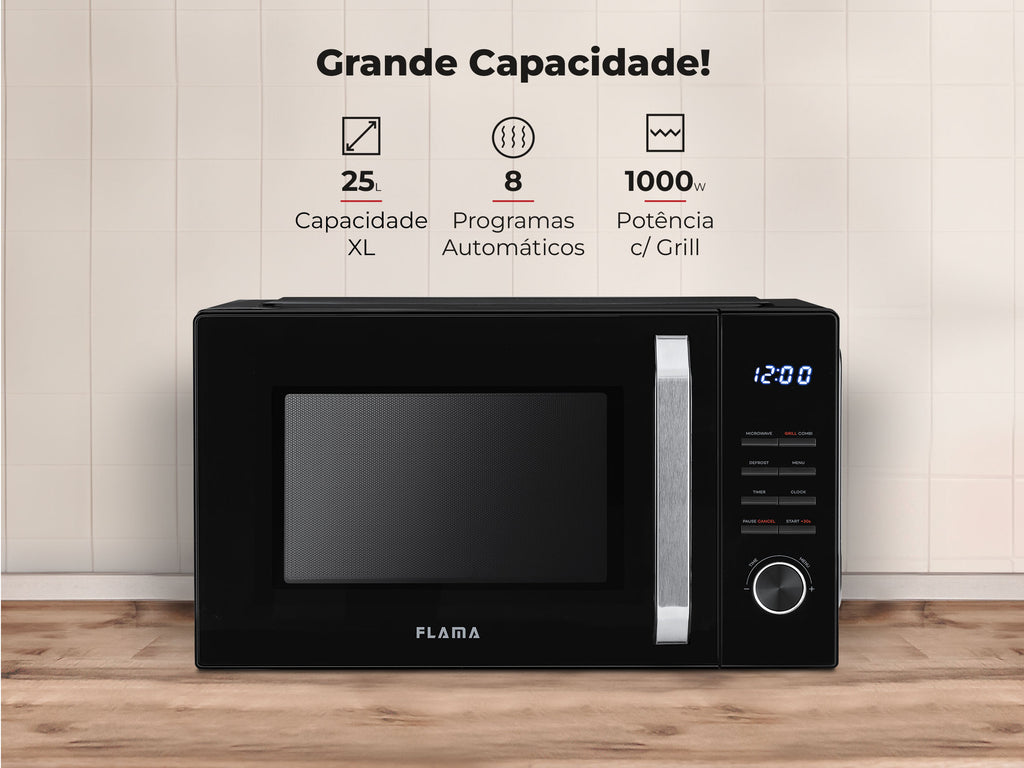 Micro-ondas 25L Digital Com Grill Preto 1862FL