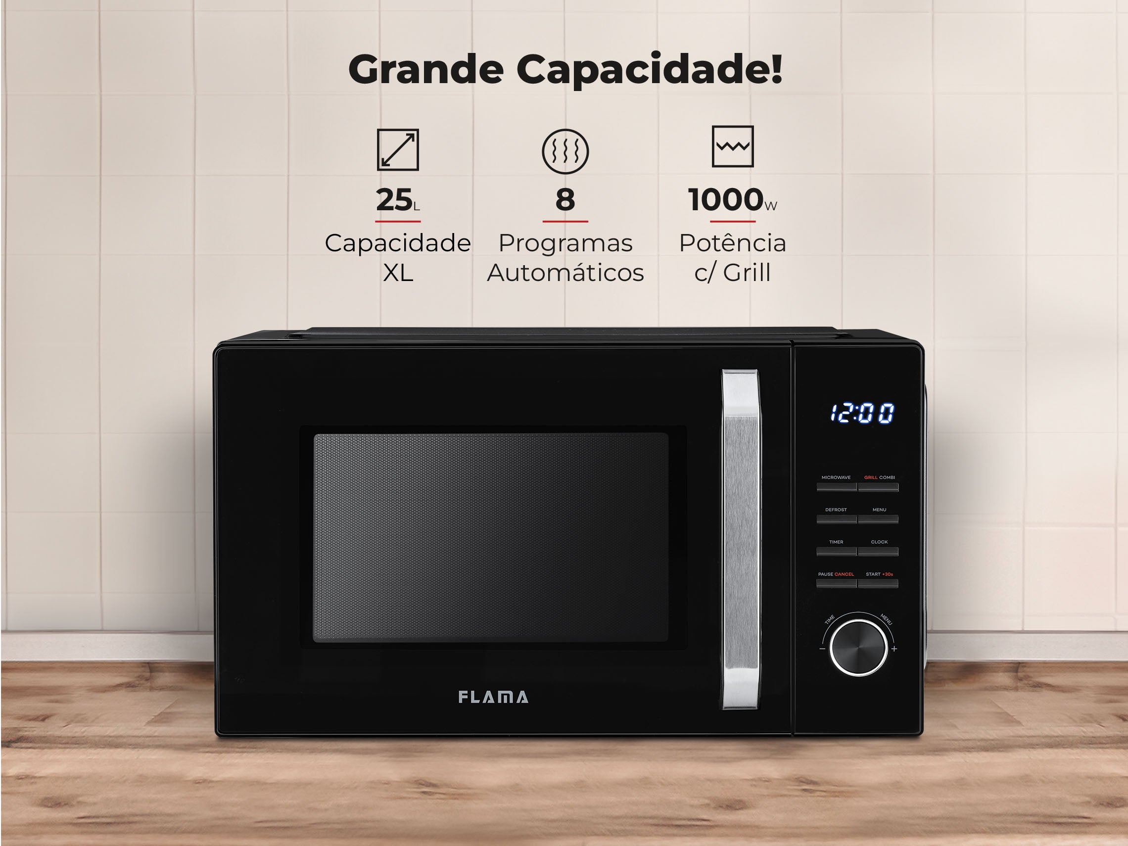 Micro-ondas 25L Digital Com Grill Preto 1862FL