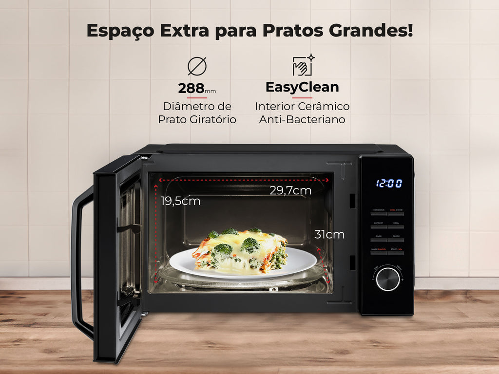 Micro-ondas 25L Digital Com Grill Preto 1862FL