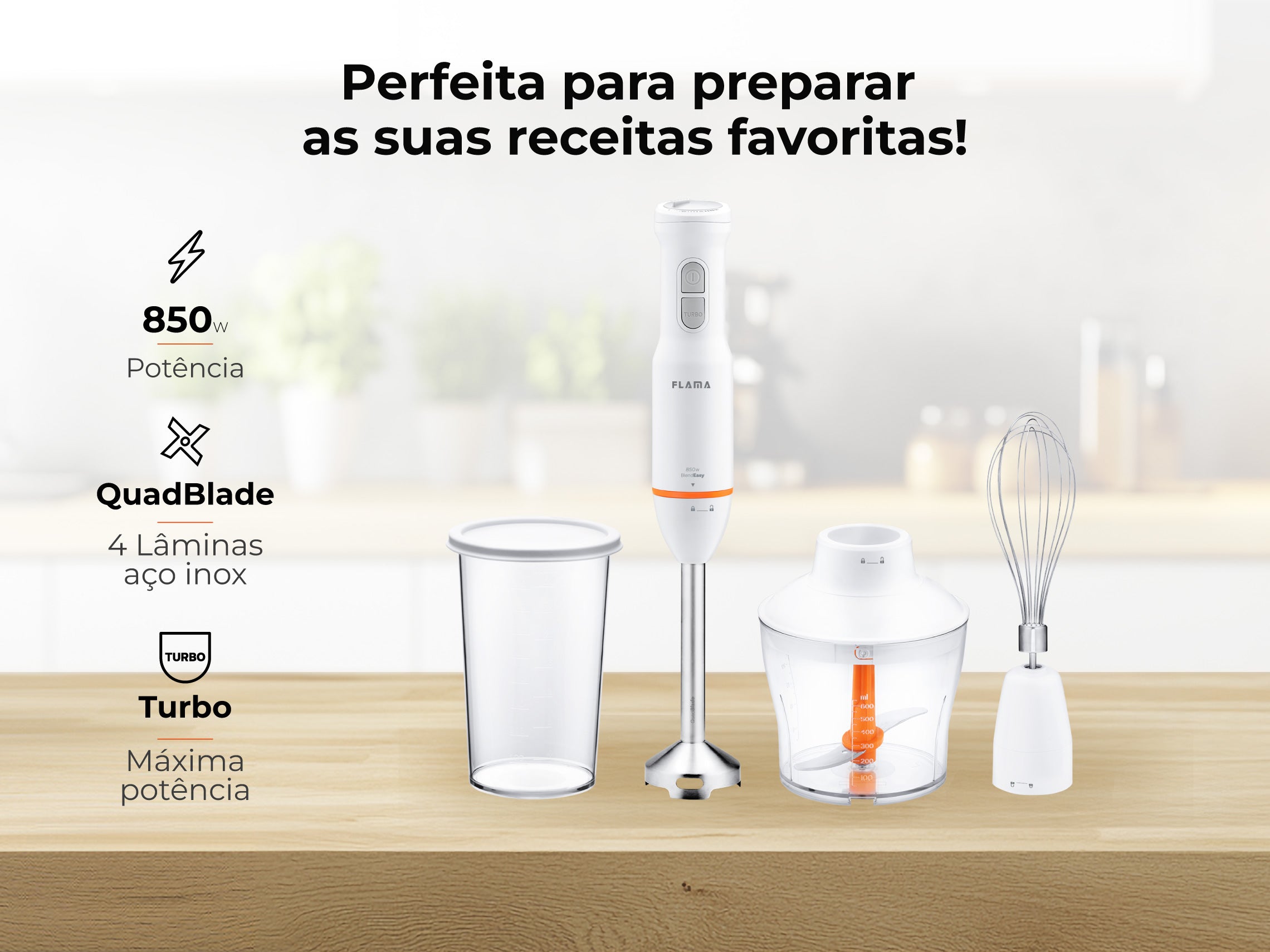 Varinha Mágica BlendEasy QuadBlade C/ Acessórios 850W 2052FL