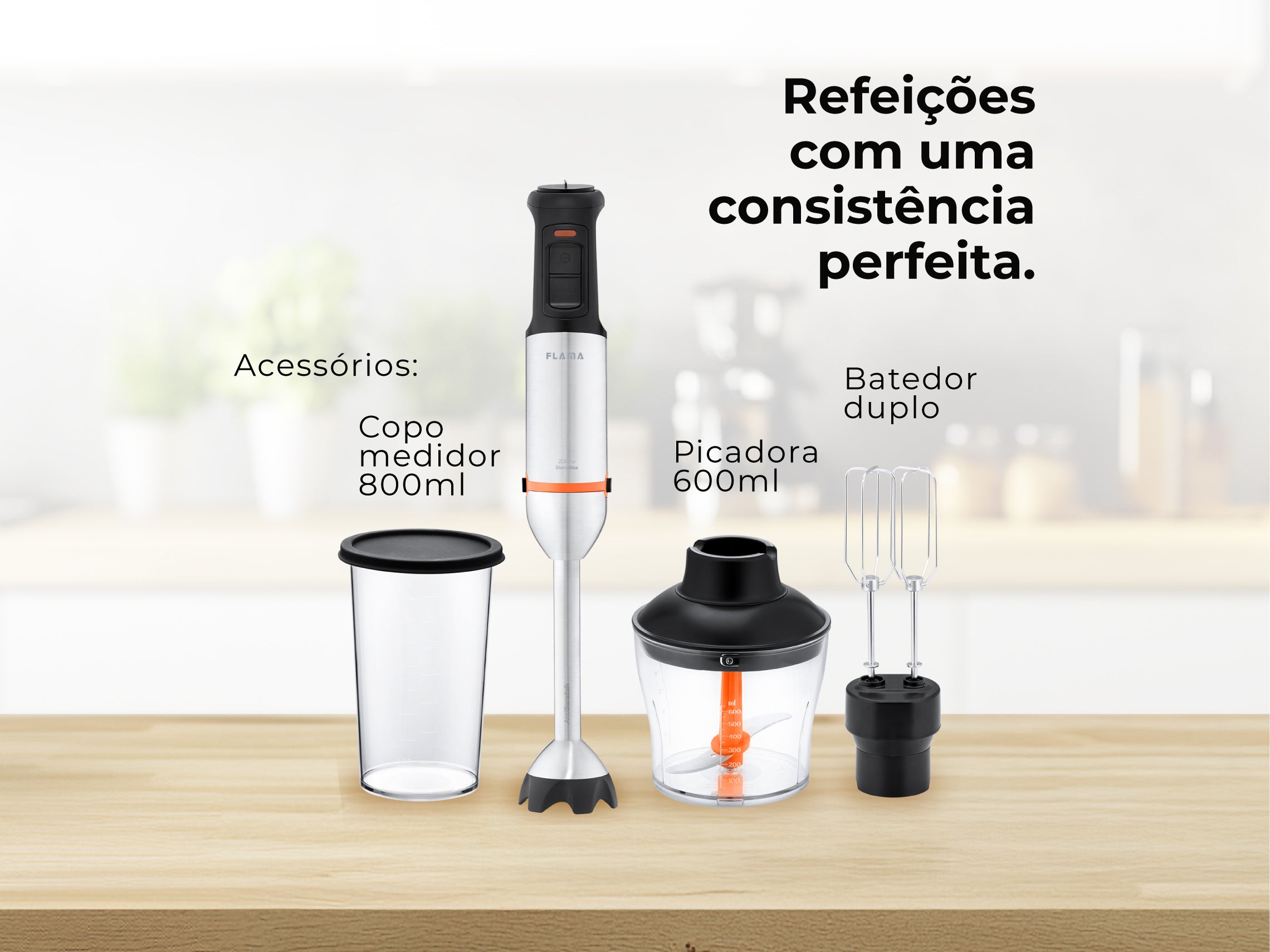 Varinha Mágica BlendMax HexaBlade AntiScratch C/ Acessórios 2000W 2056FL