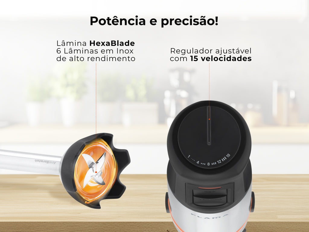 Varinha Mágica BlendMax HexaBlade AntiScratch C/ Acessórios 2000W 2056FL