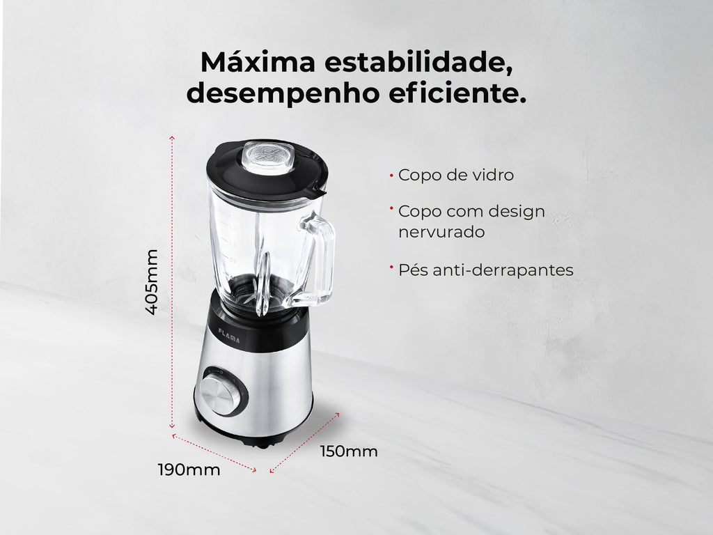Liquidificadora Inox 1300W Com Copo de Vidro 2237FL