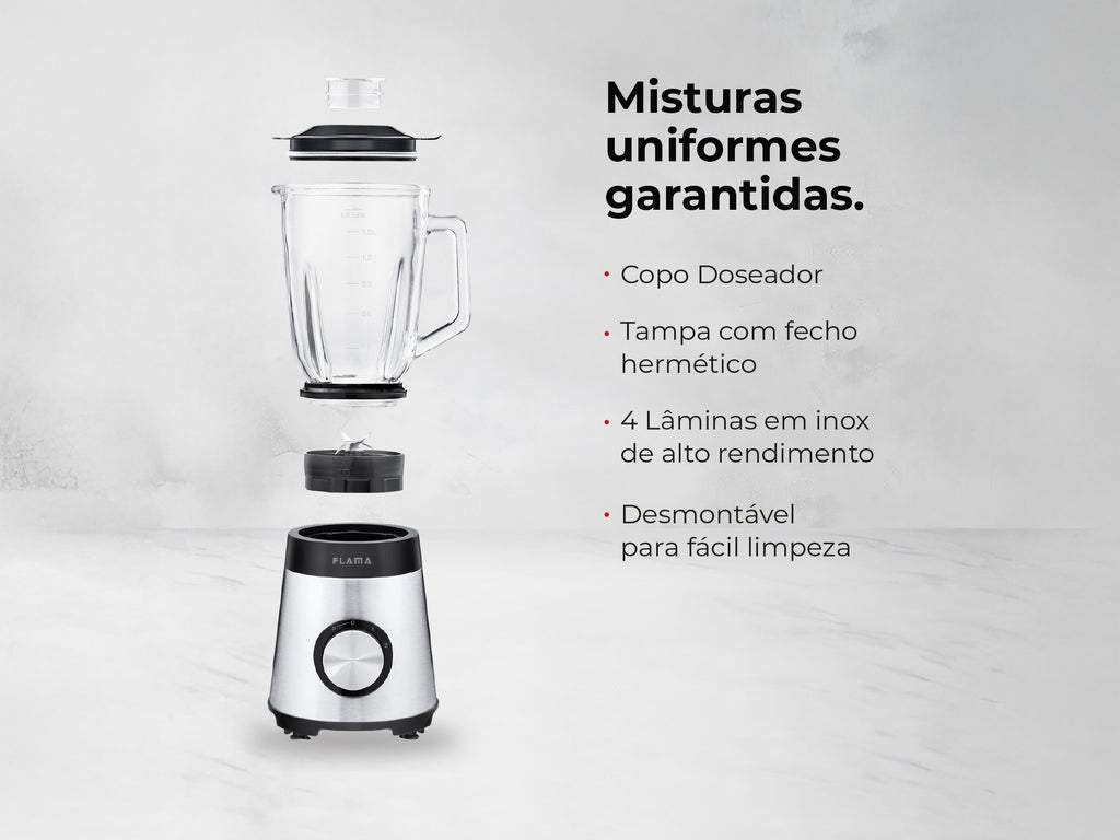 Liquidificadora Inox 1300W Com Copo de Vidro 2237FL
