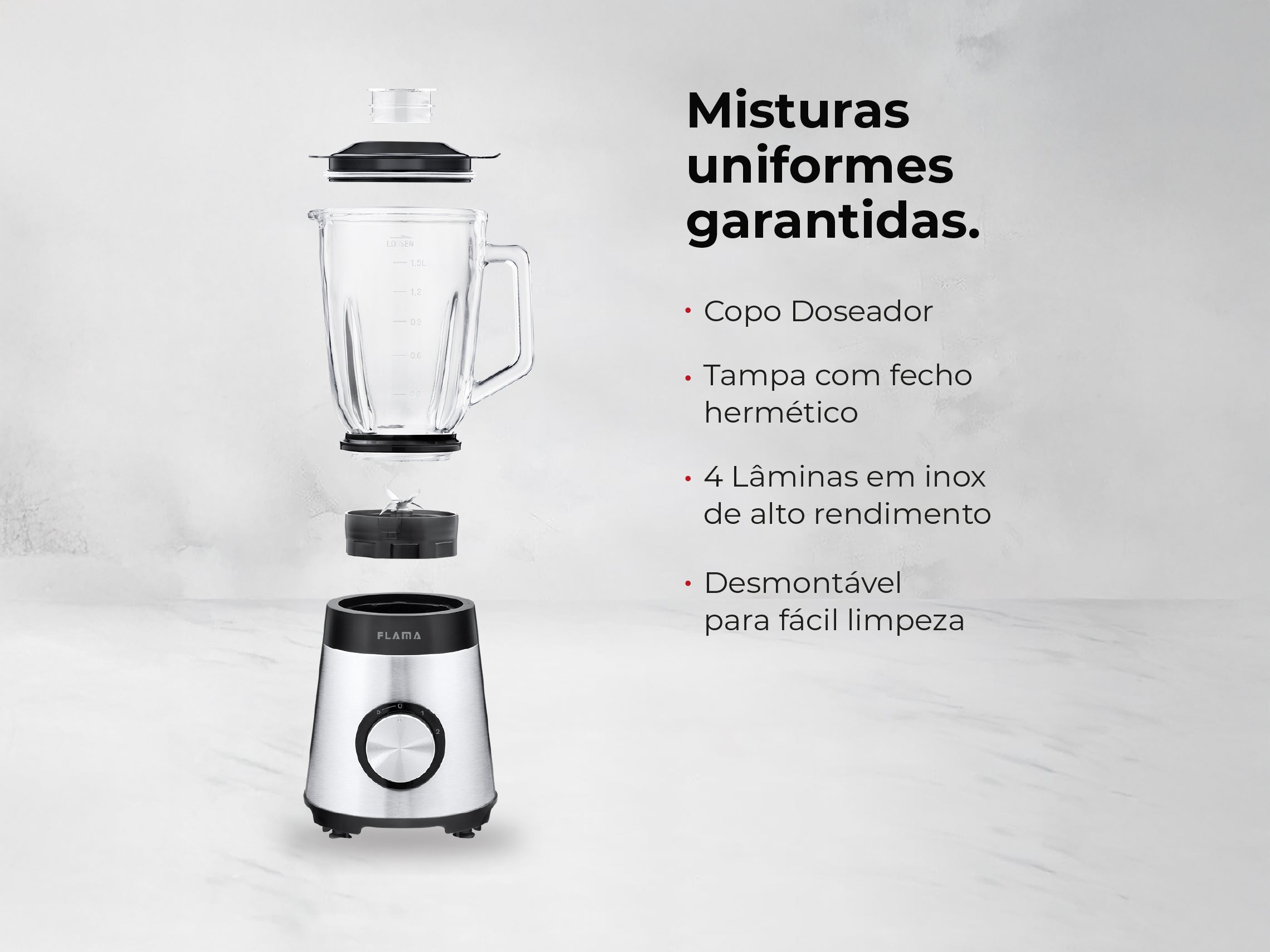 Liquidificadora Inox 1300W Com Copo de Vidro 2237FL