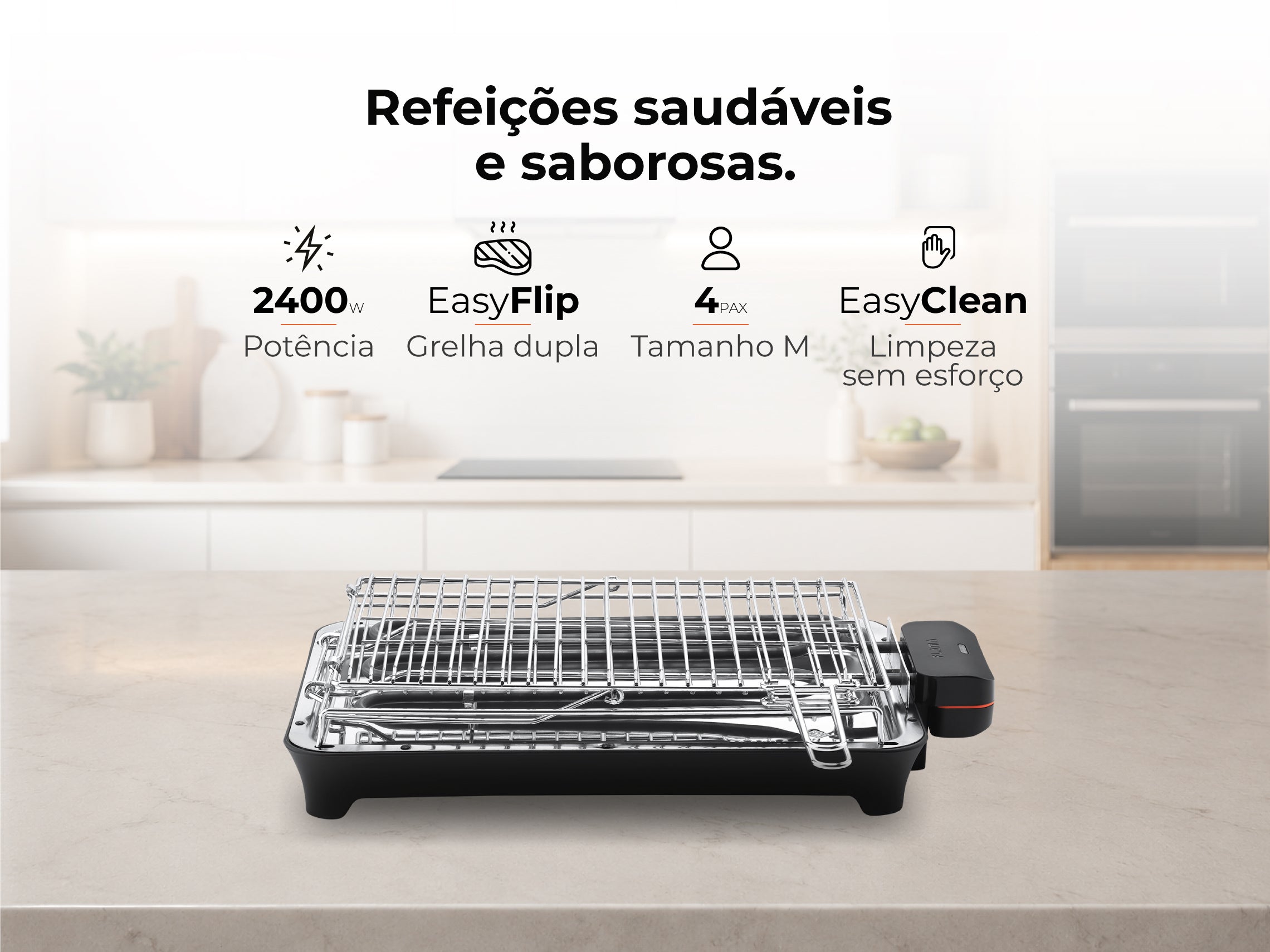 Grelhador Elétrico de Resistência HeatUltra EasyFlip M 2400W 4324FL