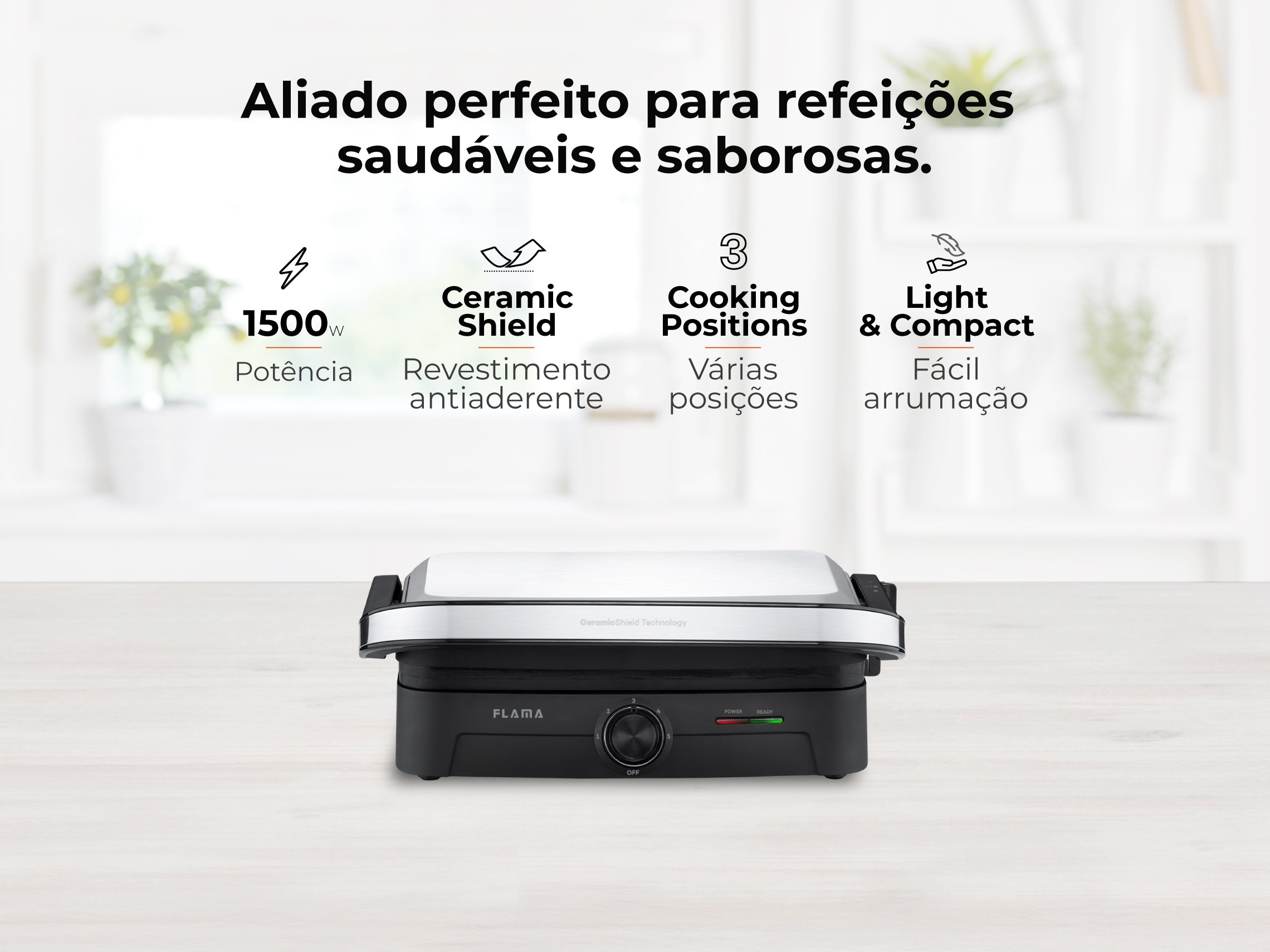 Grelhador Elétrico de Placas Inox HeatEasy 1500W 4422FL