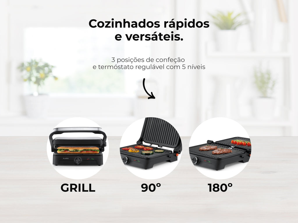 Grelhador Elétrico de Placas Inox HeatPro 2000W 4522FL