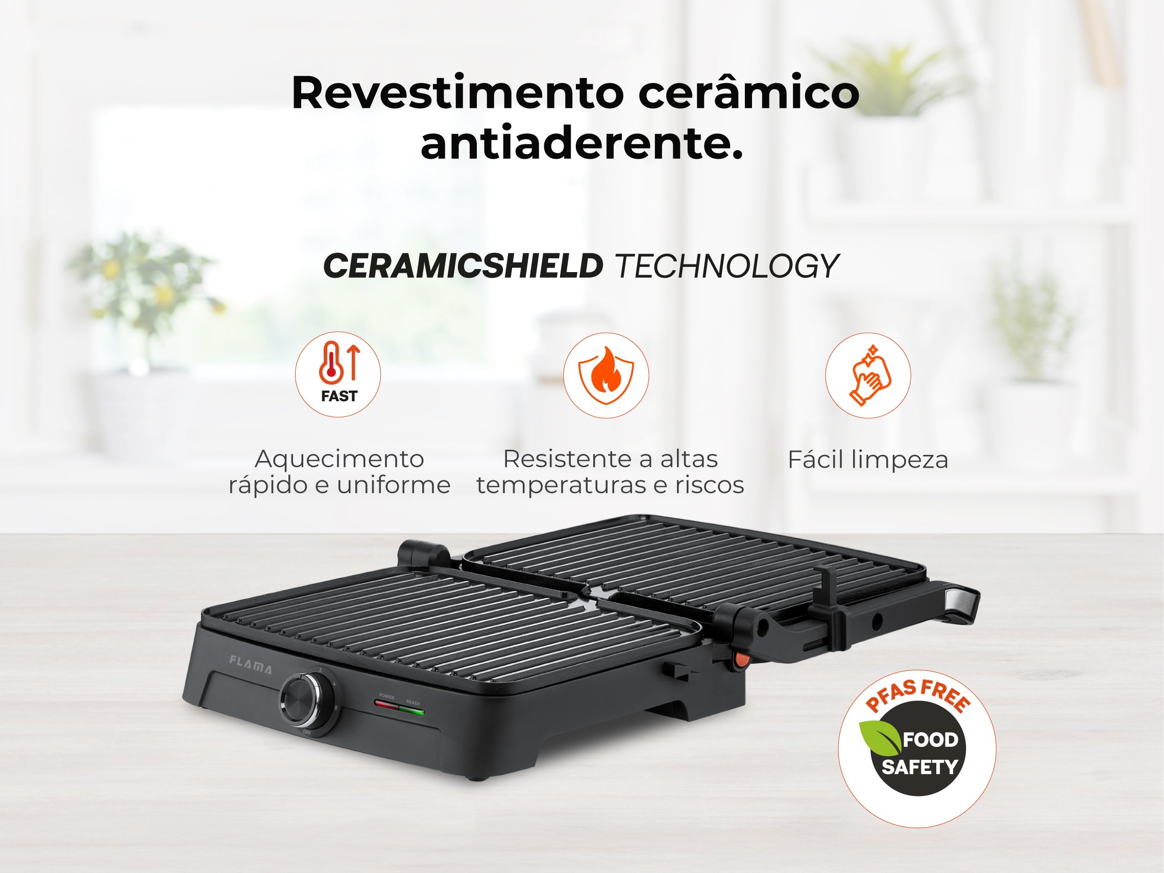 Grelhador Elétrico de Placas Inox HeatPro 2000W 4522FL