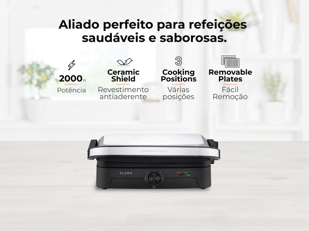 Grelhador Elétrico de Placas SlideControl HeatPro 2000W 4586FL