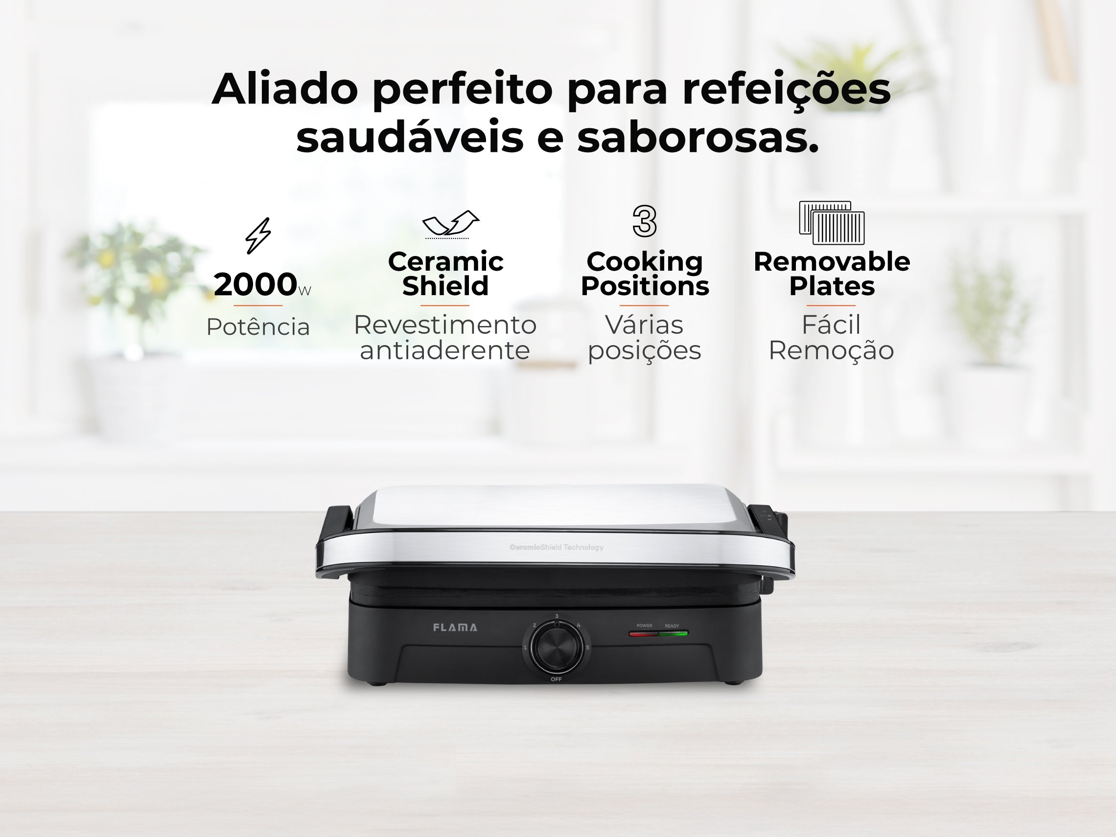 Grelhador Elétrico de Placas SlideControl HeatPro 2000W 4586FL