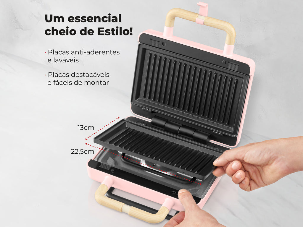 Sanduicheira Grill Cherry Pink 800W 4963FL