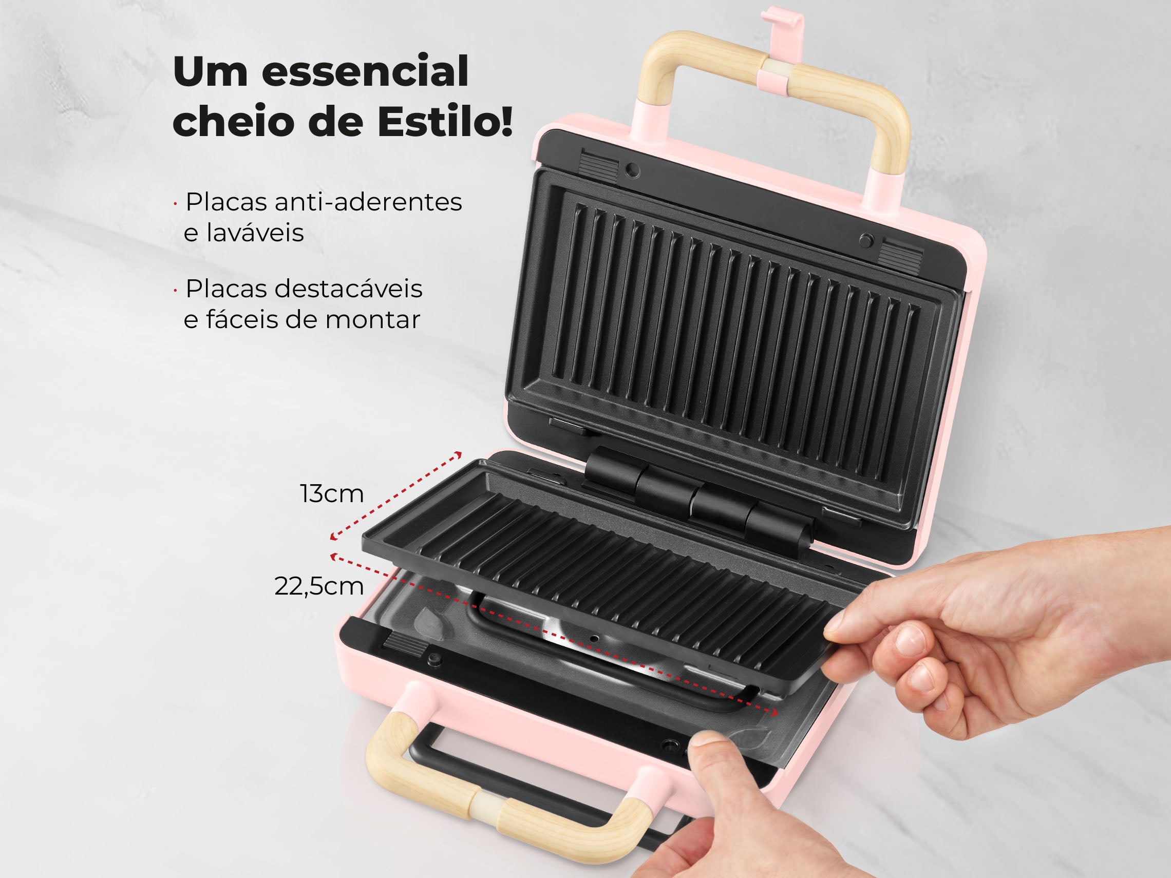 Sanduicheira Grill Cherry Pink 800W 4963FL