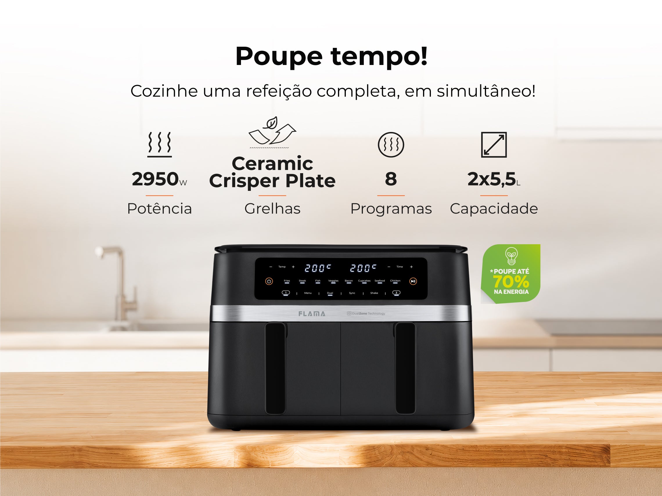 Fritadeira Sem Óleo Air Fryer Ceramic CrisperPlate Double XL 671FL