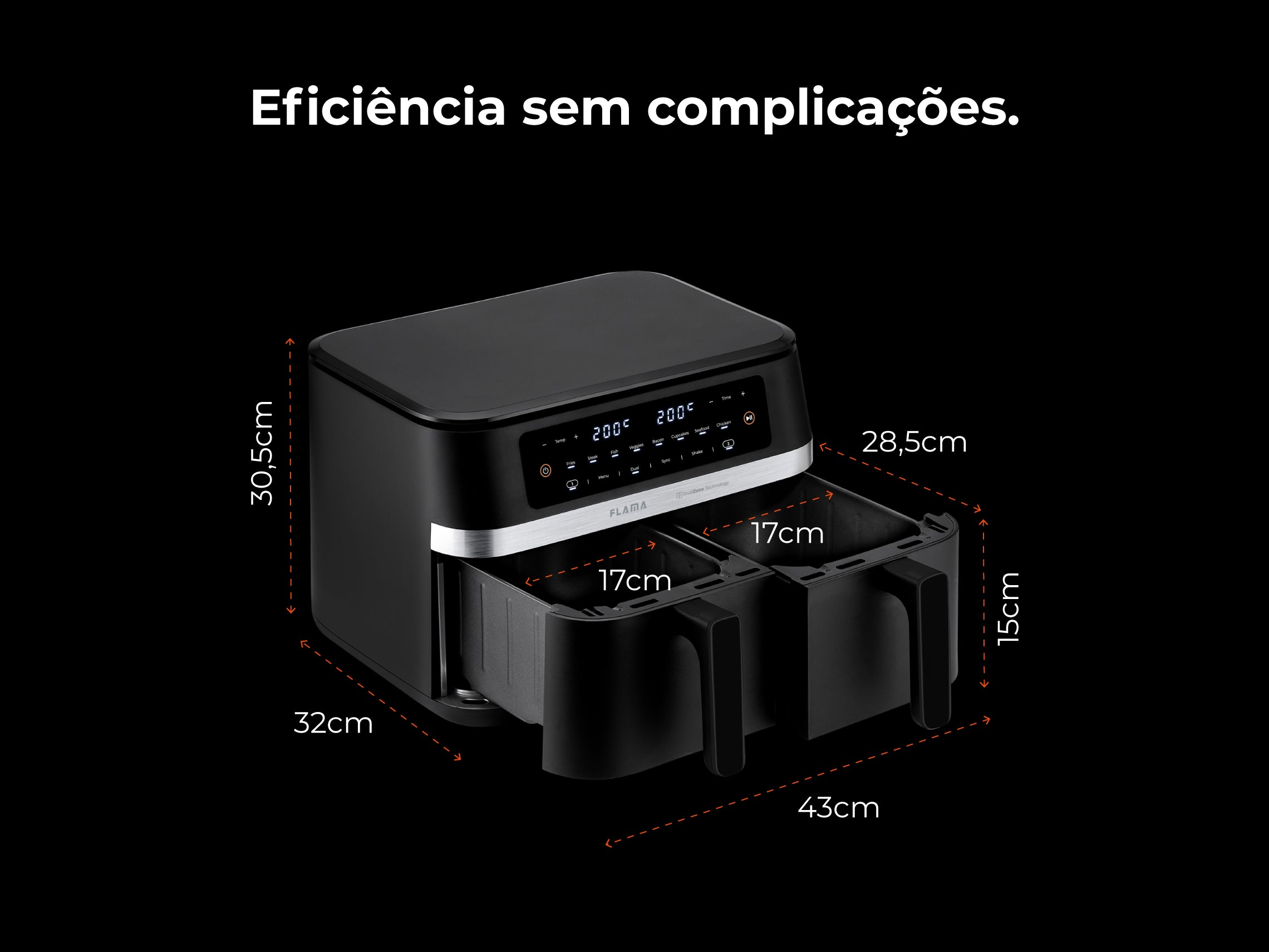 Fritadeira Sem Óleo Air Fryer Ceramic CrisperPlate Double XL 671FL