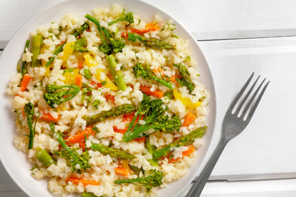 Arroz de coco com mix de legumes