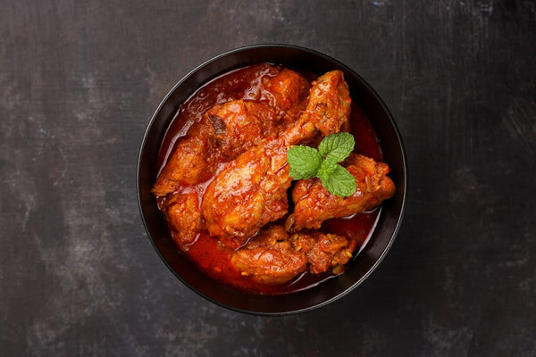 Brócolos com frango Tikka Massala