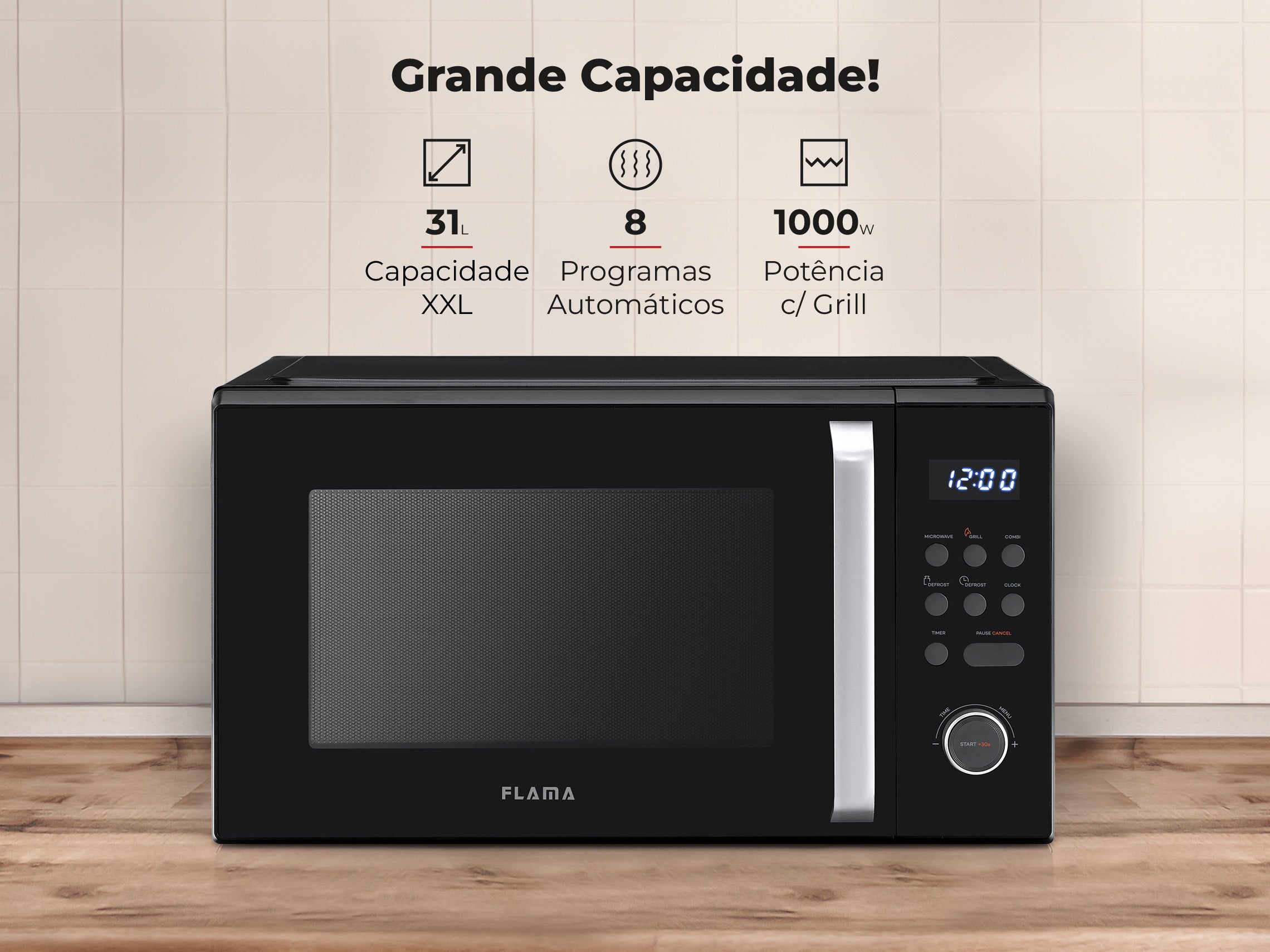 Micro-ondas 31L Digital Com Grill Preto 1871FL