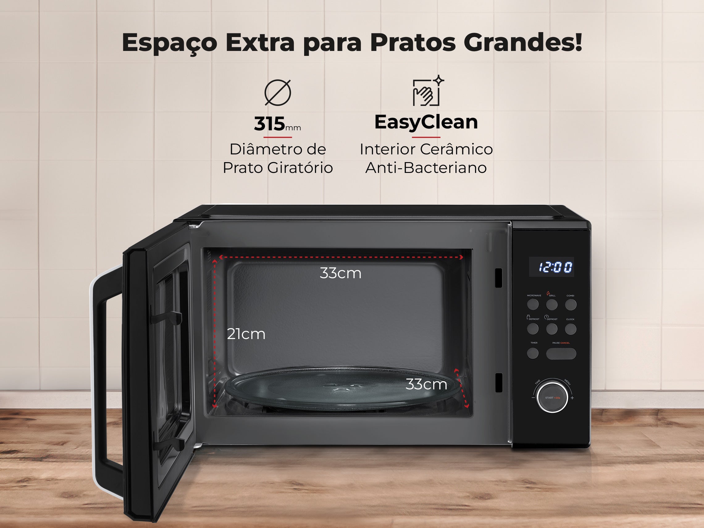 Micro-ondas 31L Digital Com Grill Preto 1871FL