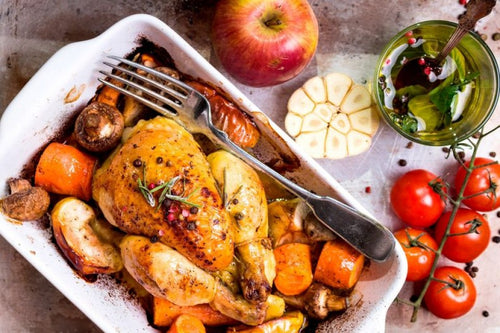 Frango rústico no forno com legumes