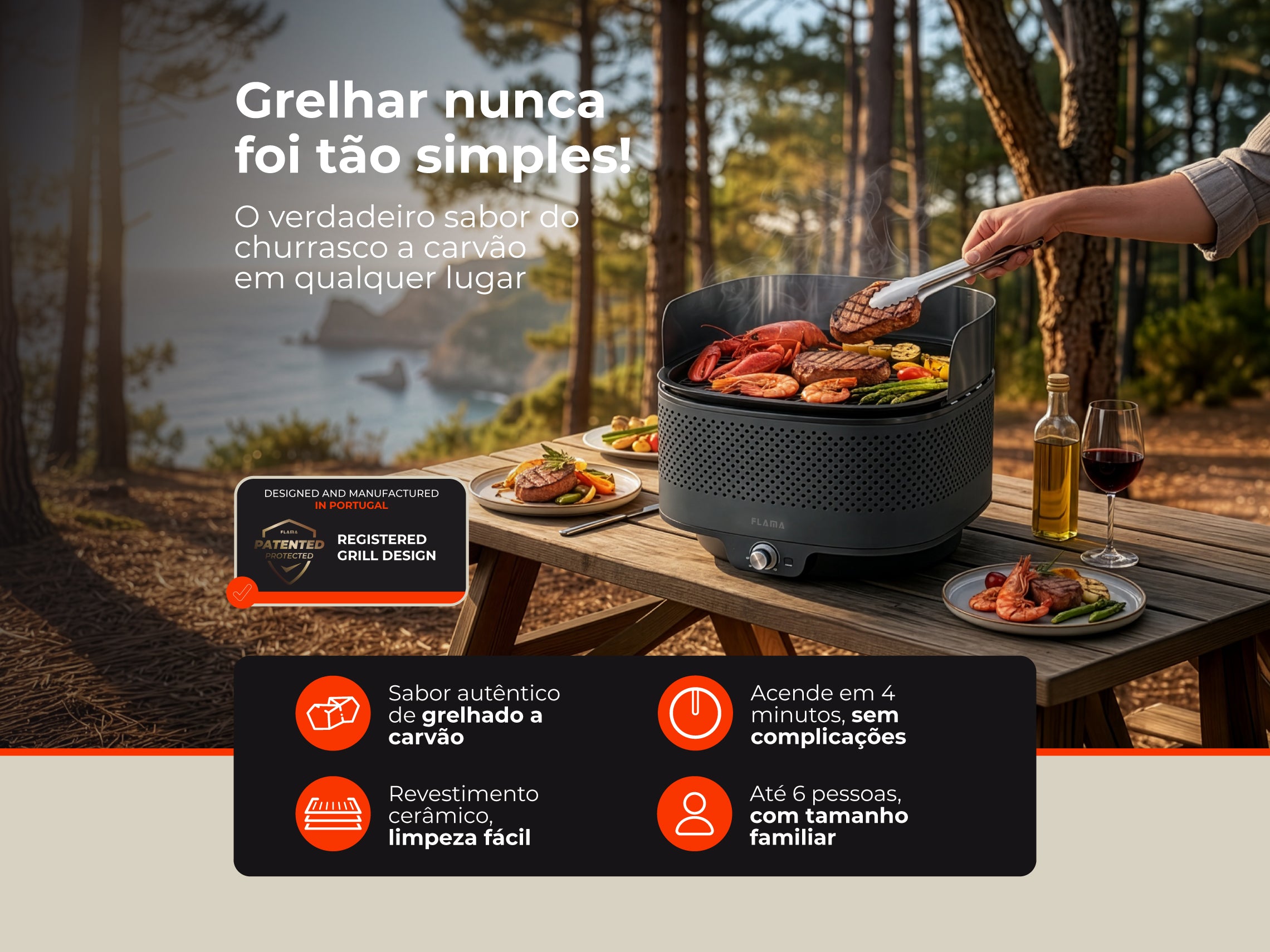 Grelhador a Carvão Mastergrill EVO Anthracite 4011FL