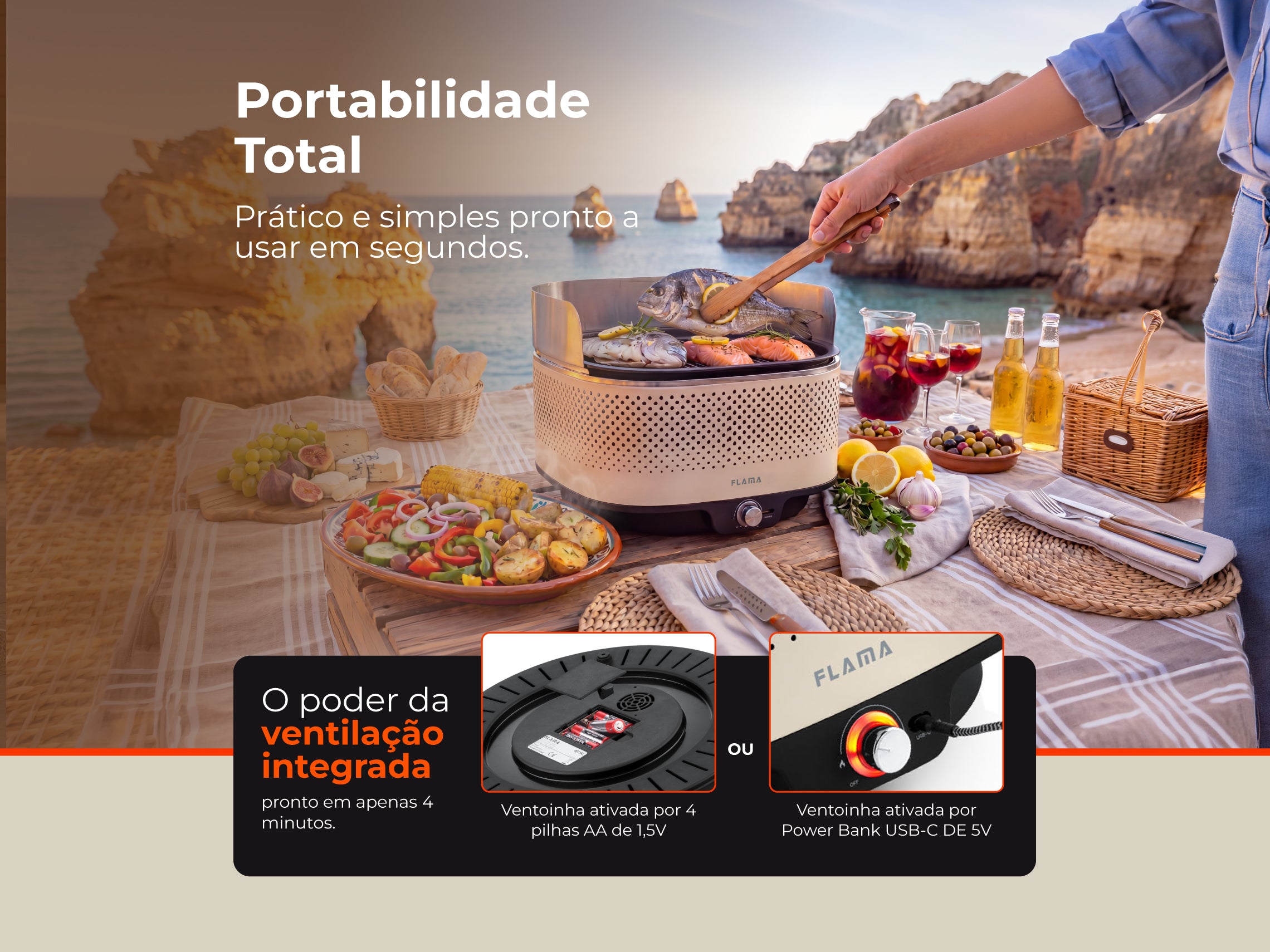 Grelhador a Carvão Mastergrill EVO Sand 4012FL