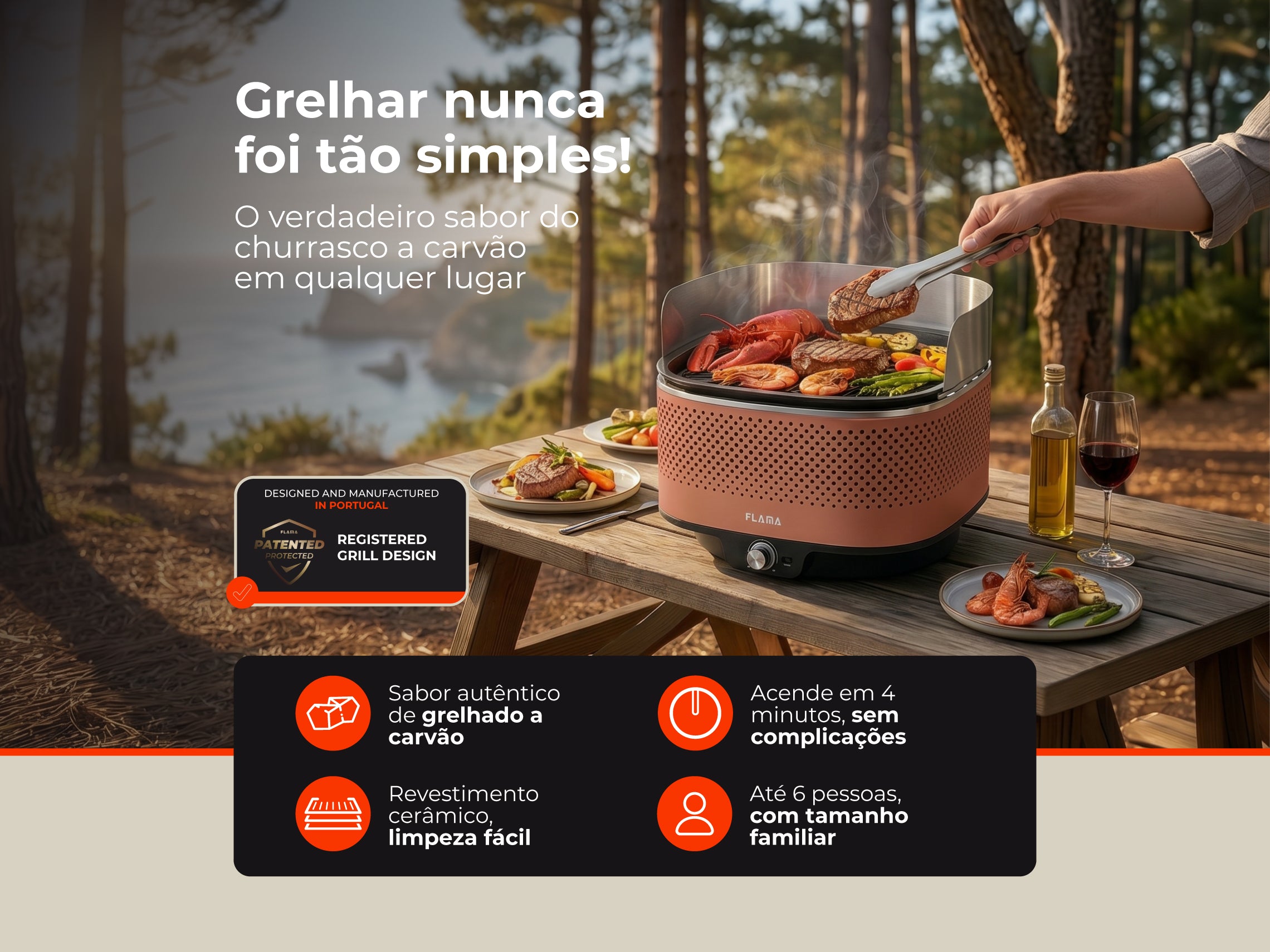 Grelhador a Carvão Mastergrill EVO Terracotta 4013FL