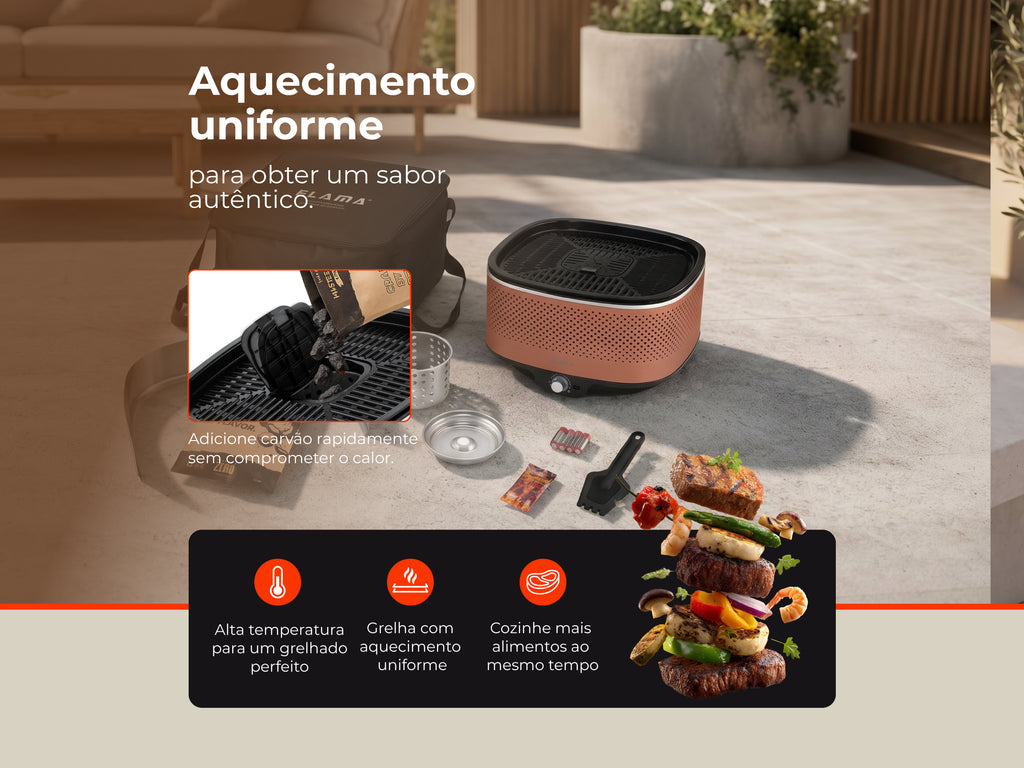 Grelhador a Carvão Mastergrill EVO Terracotta 4013FL